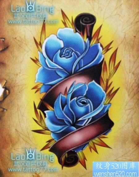 纹身520图库提供一张精美的彩色玫瑰花文身图片图案