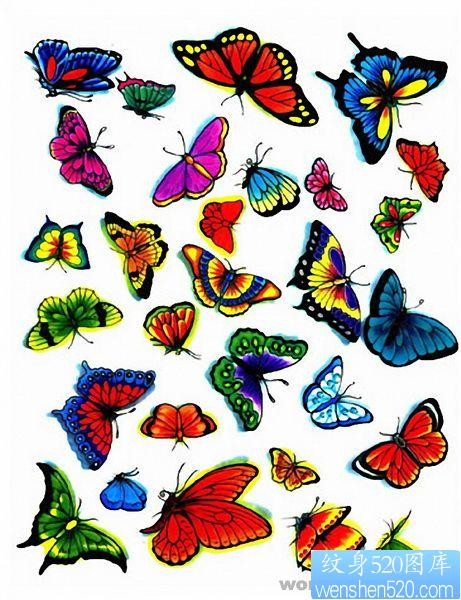 蝴蝶纹身图片：彩色蝴蝶纹身图片图案