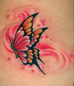 纹身图片：超炫超赞的彩色蝴蝶纹身图片图案