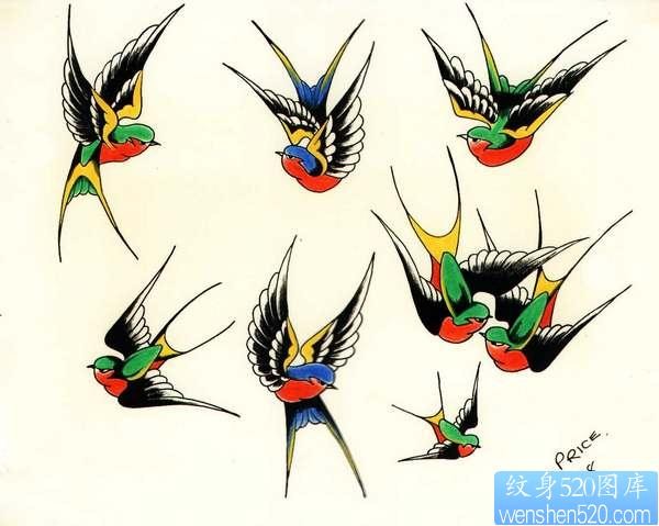 一组燕子纹身图案，燕子纹身图片总汇