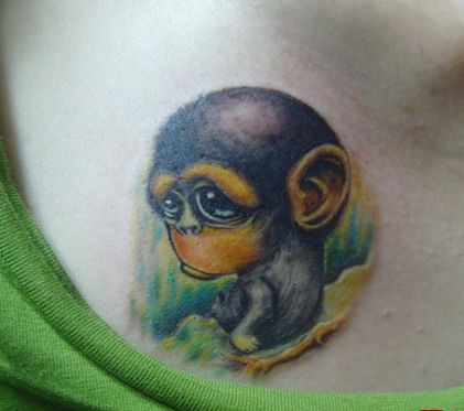 女人喜欢的可爱小猩猩纹身图片