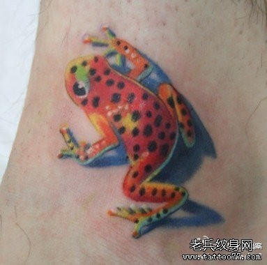 一张彩色小青蛙纹身图片