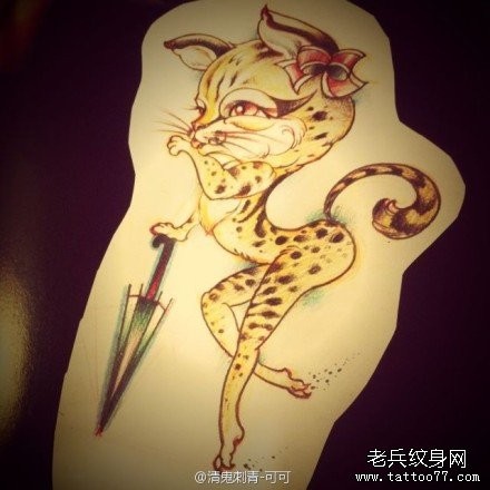 一张前卫流行的小豹子纹身图片