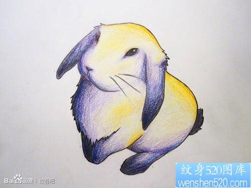 一张可爱经典的小兔子纹身手稿