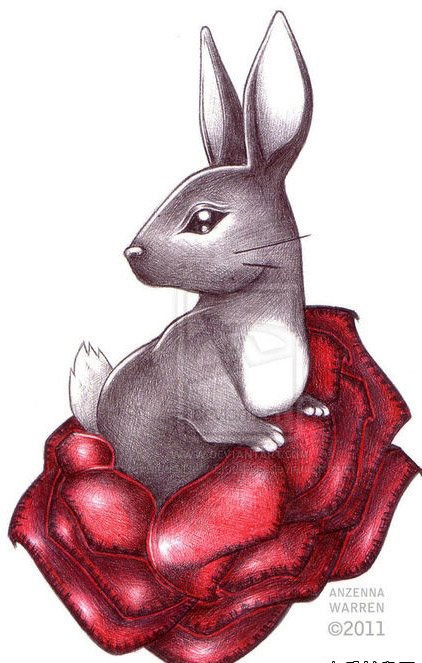 一组可爱前卫的小兔子纹身手稿
