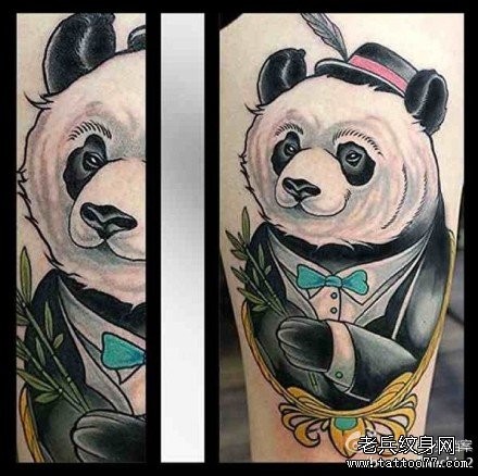 手臂一张经典流行的熊猫纹身图片