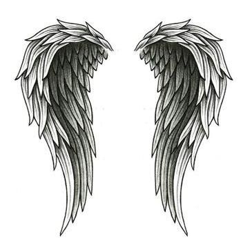漂亮的天使翅膀纹身手稿