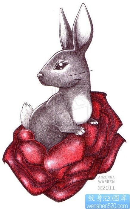 小巧可爱的一张小兔子纹身图片