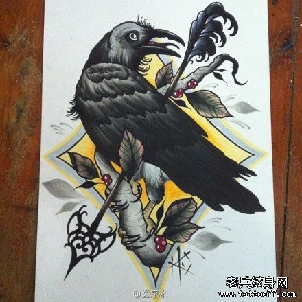 经典前卫的一张乌鸦纹身手稿