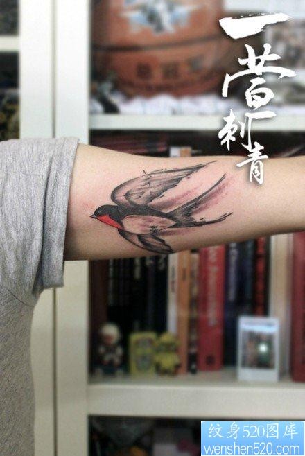 手臂流行经典的小燕子纹身图片