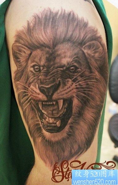 一张霸气狮子头纹身图片