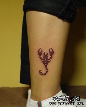 腿部一张彩色图腾蝎子纹身图片