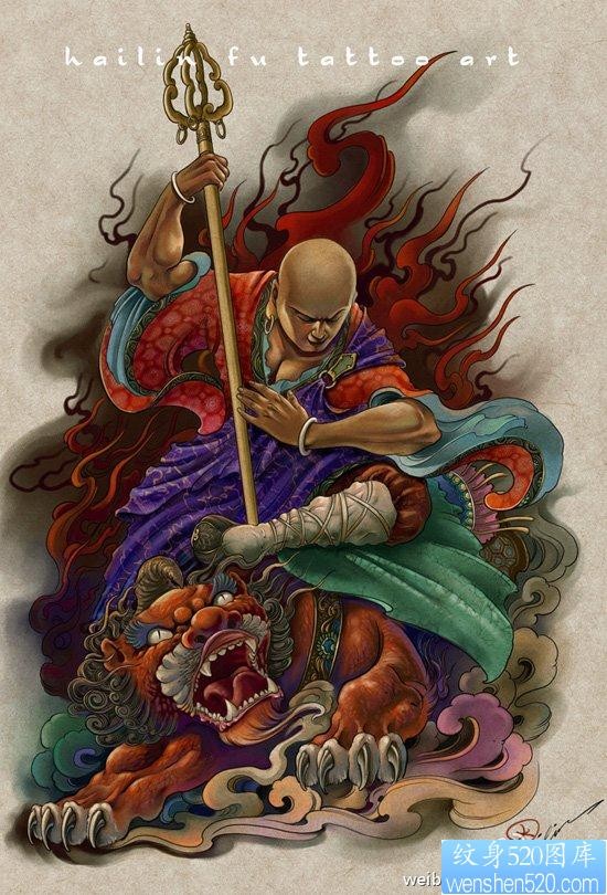 经典超酷的地藏王菩萨纹身手稿