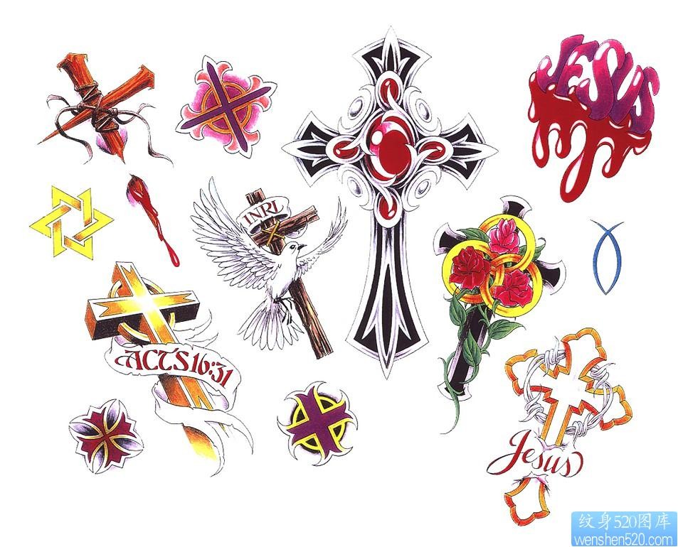 一组十字架纹身图片