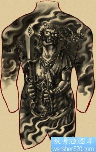 宗教纹身图片：超霸气满背不动明王纹身图案