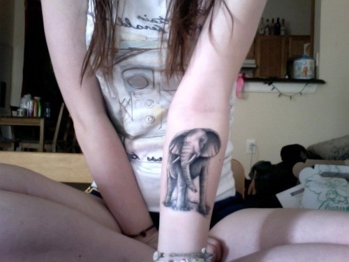 手臂上一款大象纹身