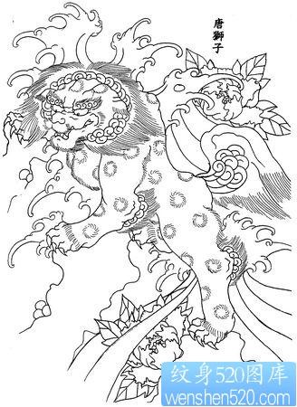 纹身520图库推荐：一组唐狮子纹身图案图片