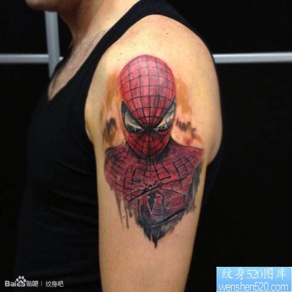 手臂很酷经典的蜘蛛侠纹身图片