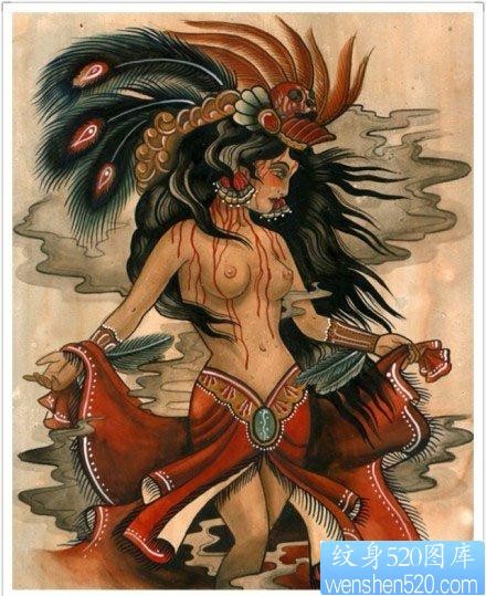 前卫漂亮的一张部落美女纹身图片