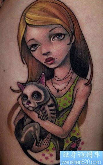 一张欧美卡通女孩纹身肖像作品