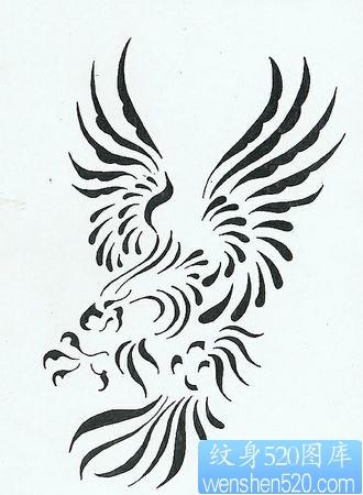 老鹰纹身图片：一张图腾老鹰纹身图案