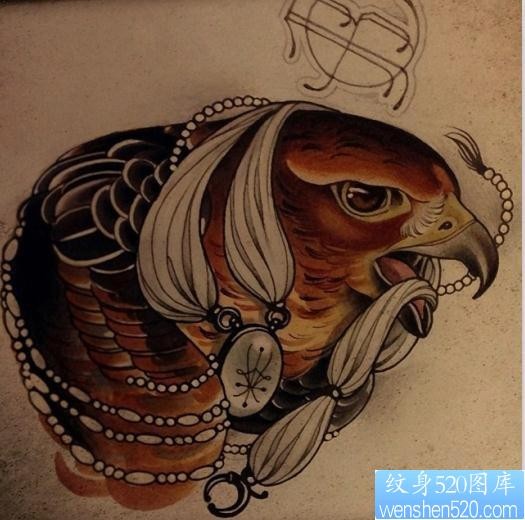 推荐大家欣赏一张欧美老鹰纹身图片