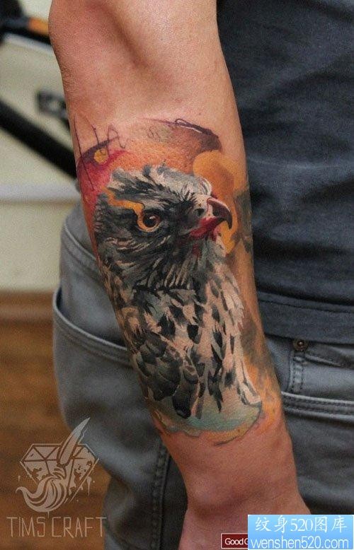 手臂流行很帅的一张老鹰纹身图片