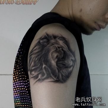男性手臂霸气的狮头纹身图片