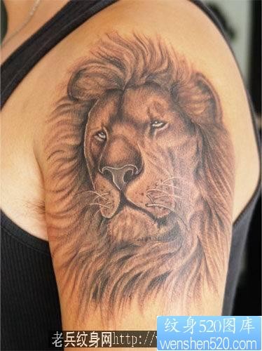 狮子纹身：手臂狮子狮子头像纹身图案