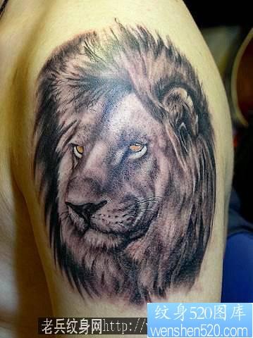狮头纹身图片：手臂狮子狮头纹身图案