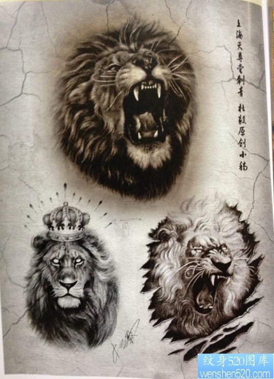 一组霸气超酷的狮头纹身图片