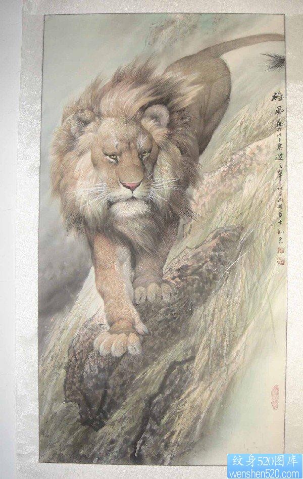 一张威武的狮子纹身手稿