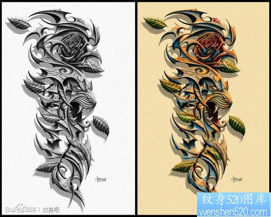 很酷时尚的一幅欧美3D纹身手稿