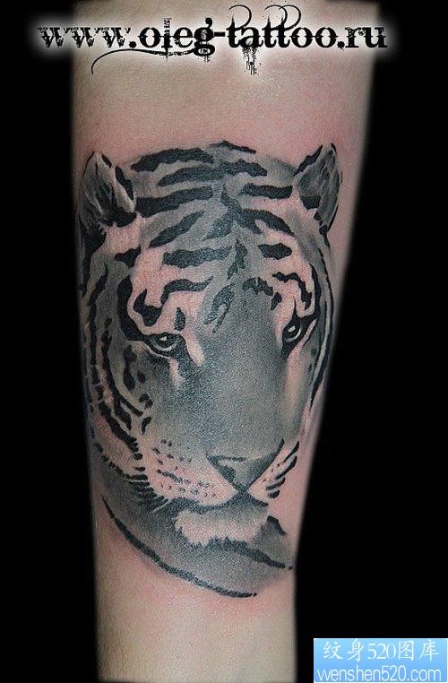 帅气经典的一幅呆呆的老虎纹身图片