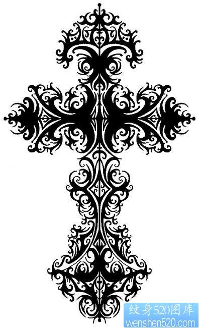 一幅精美的图腾十字架纹身图片