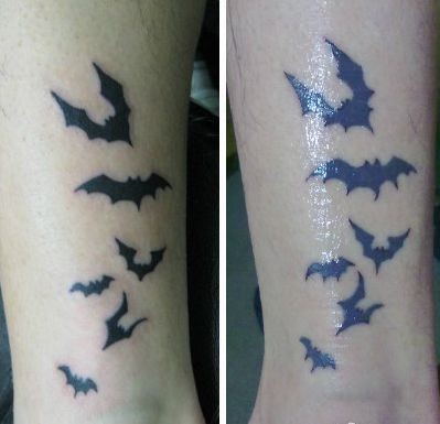 腿部图腾蝙蝠纹身图片