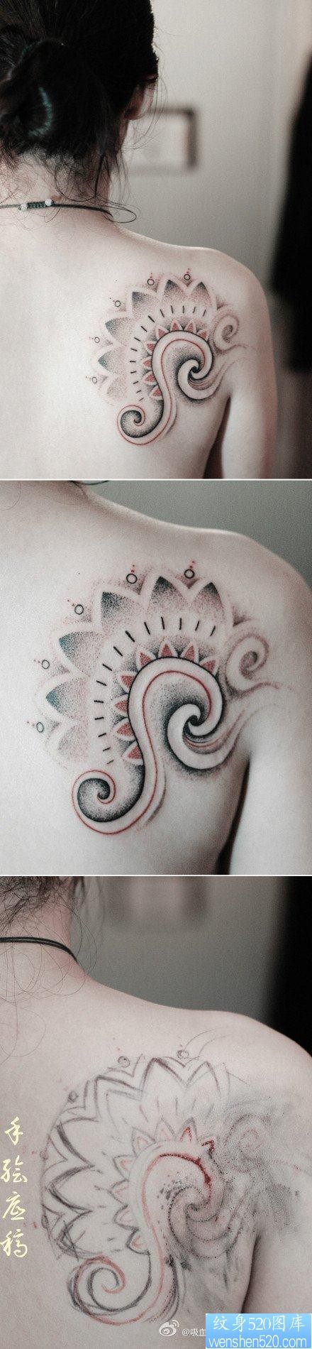 女人背部最潮流的图腾纹身图片