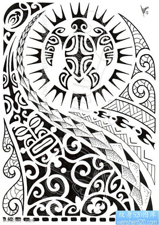 一幅时尚经典的玛雅图腾纹身手稿
