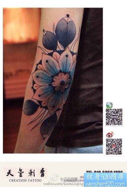 手臂胳膊肘唯美时尚图腾花卉纹身图片