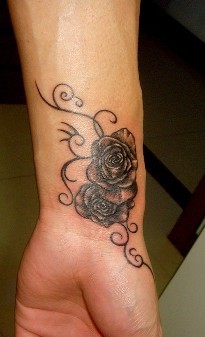 手腕上的两朵小玫瑰纹身
