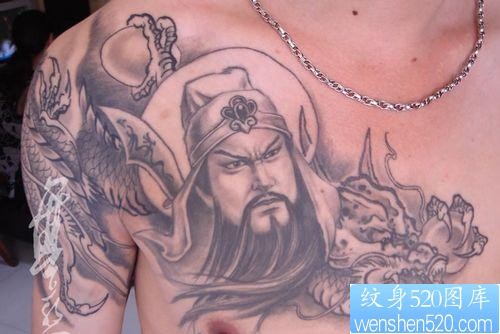 关公纹身图片：关公披肩龙纹身图片纹身作品