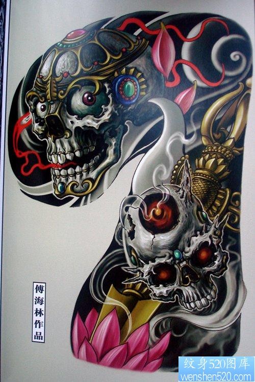 纹身520图库推荐的经典超酷的半甲嘎巴拉纹身手稿图片