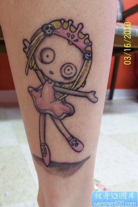 腿部纹身图片：腿部卡通木偶纹身图片作品