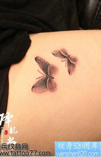女孩子喜欢的腿部蝴蝶纹身图片