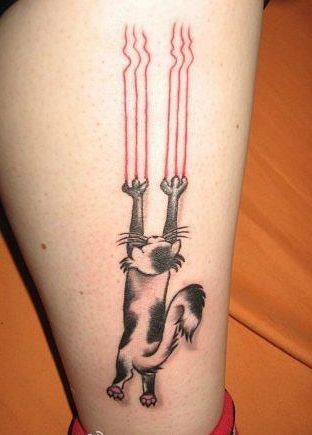 女人喜欢的腿部可爱猫咪纹身图片