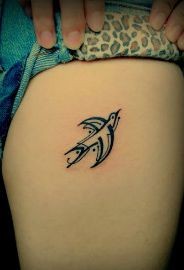 女孩子腿部流行的图腾鸽子纹身图片