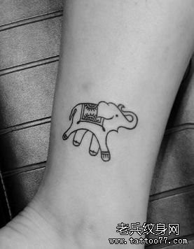 女人腿部精美流行的小象纹身图片