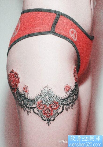 性感精美的美女腿部蕾丝纹身图片