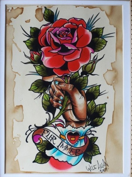 玫瑰花纹身手稿