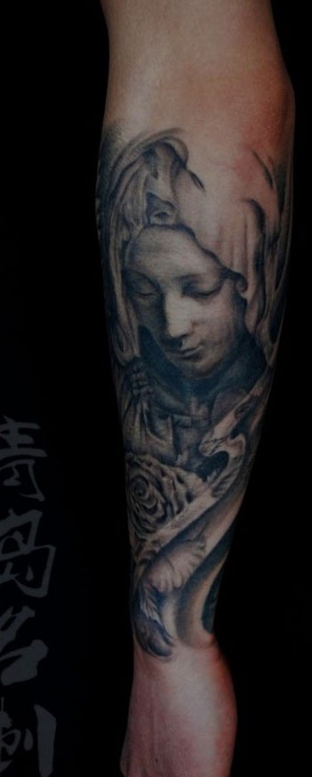 纹身520图库推荐一组手臂圣母玛利亚纹身图片